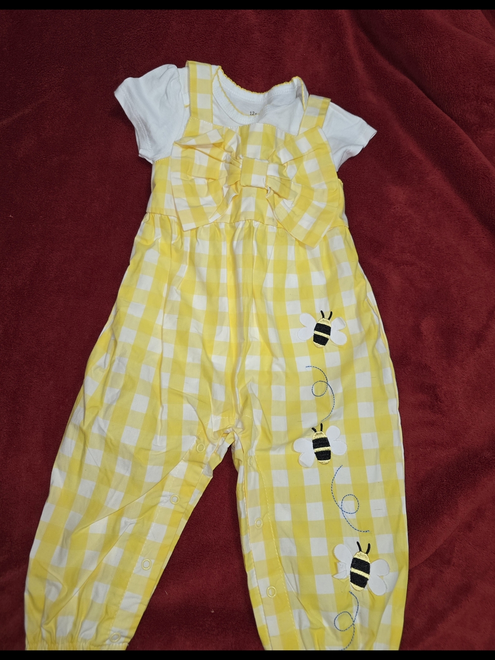 Baby Starters Yellow Gingham Bee Jumper Set
